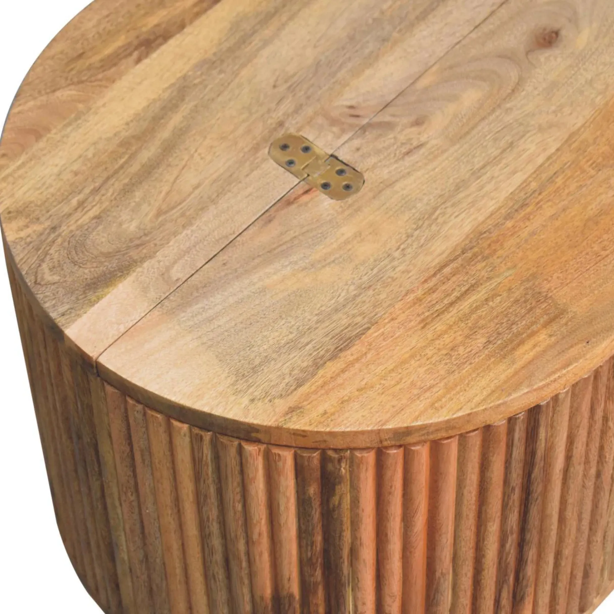 Fluted Solid Wood Ball Leg Coffee Table with Storage