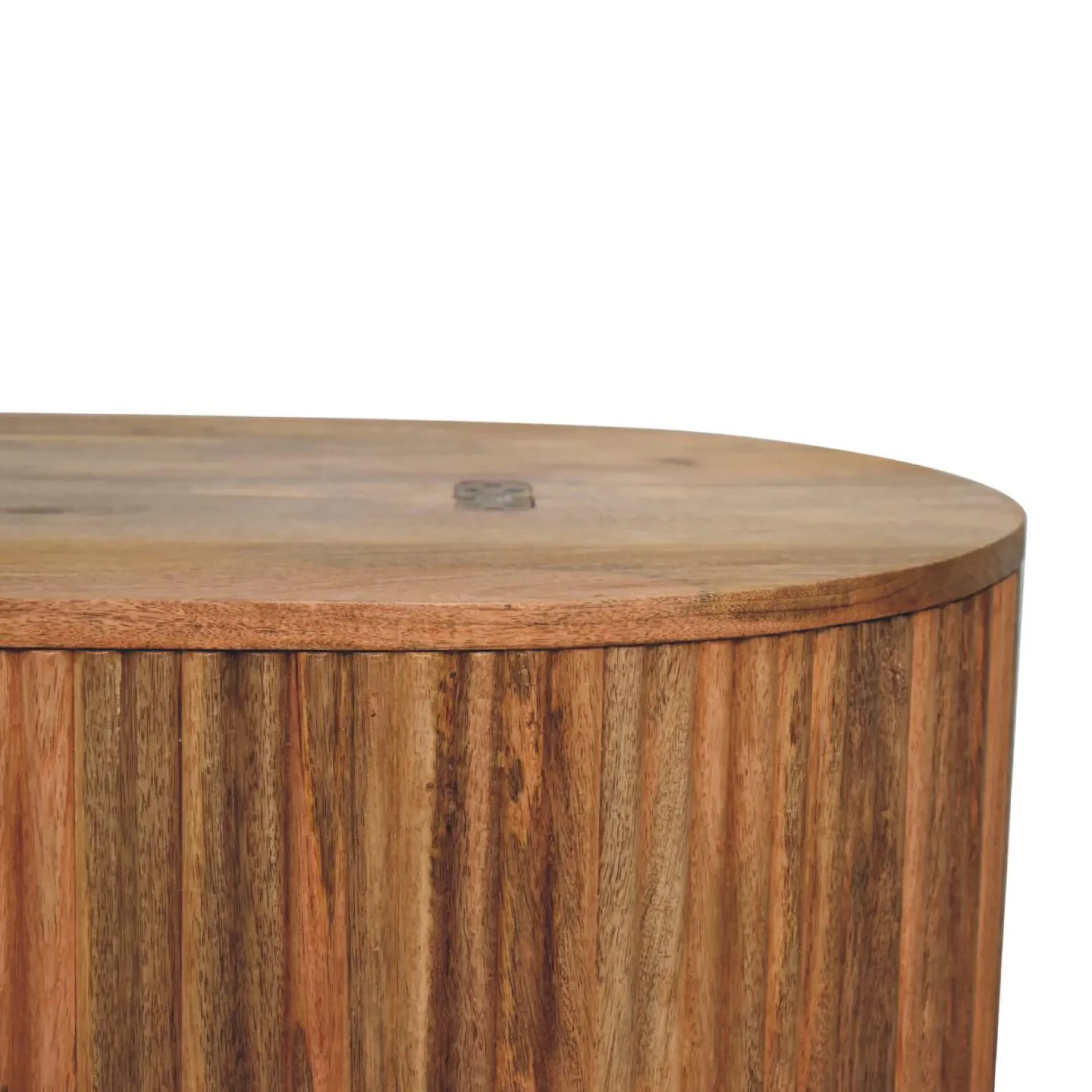 Fluted Solid Wood Ball Leg Coffee Table with Storage