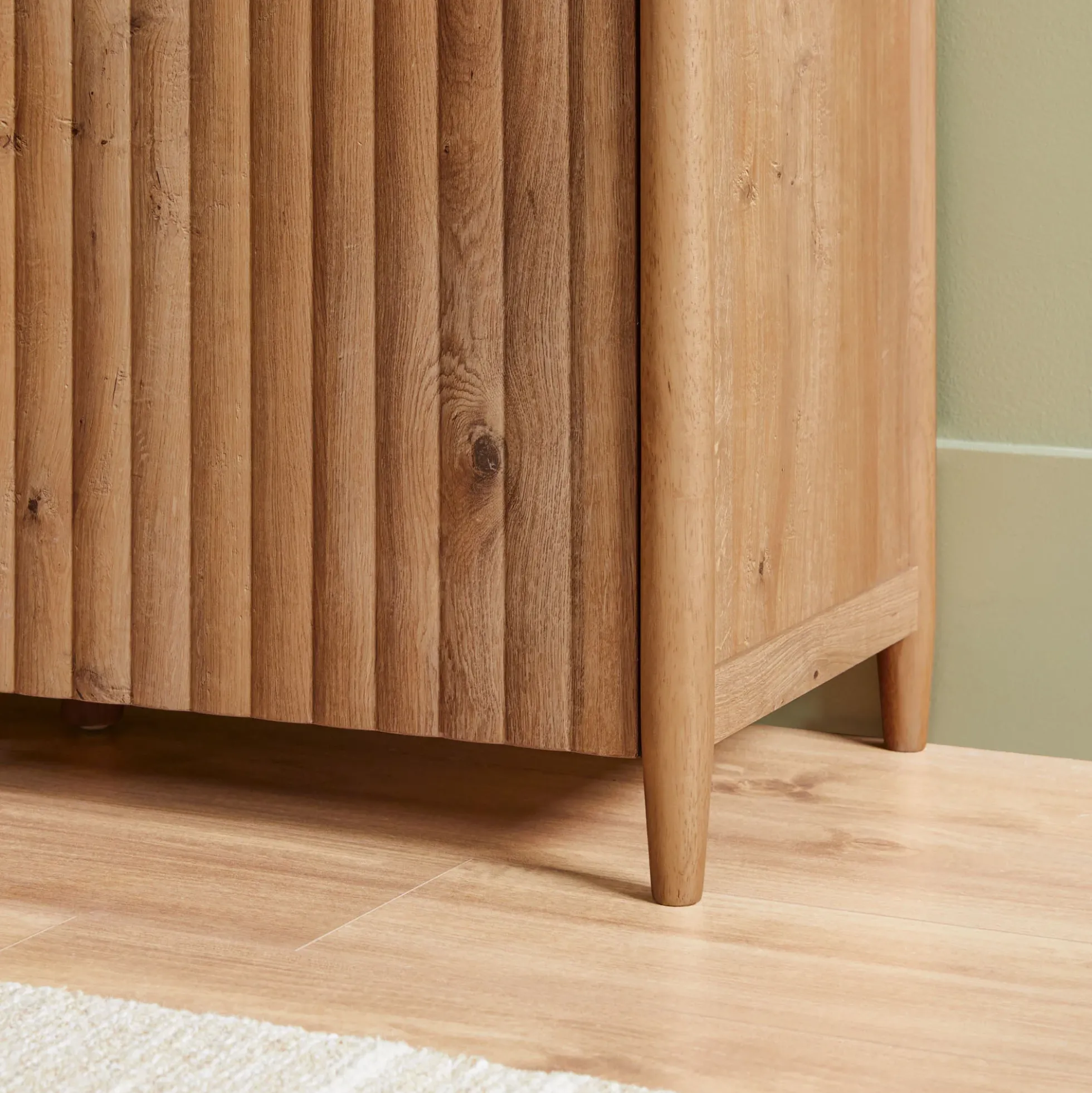 Flynn Scandinavian Reeded TV Stand with Storage