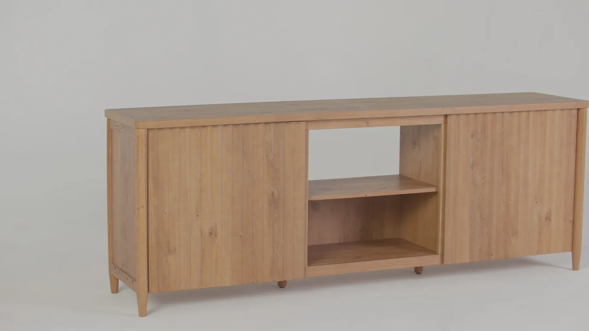 Flynn Scandinavian Reeded TV Stand with Storage