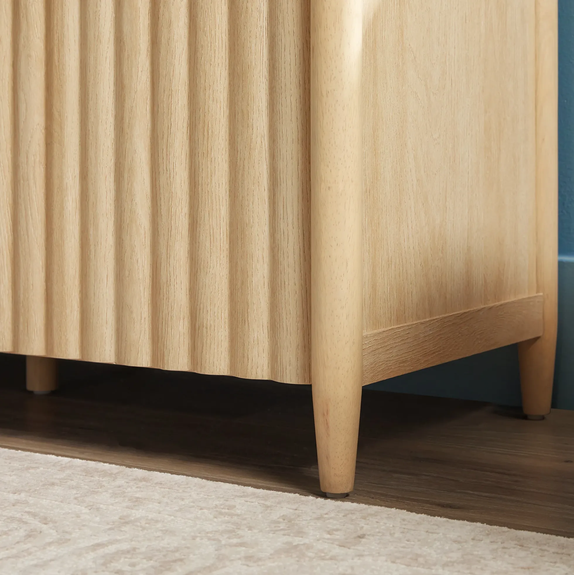 Flynn Scandinavian Reeded TV Stand with Storage