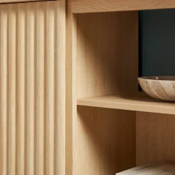 Flynn Scandinavian Reeded TV Stand with Storage
