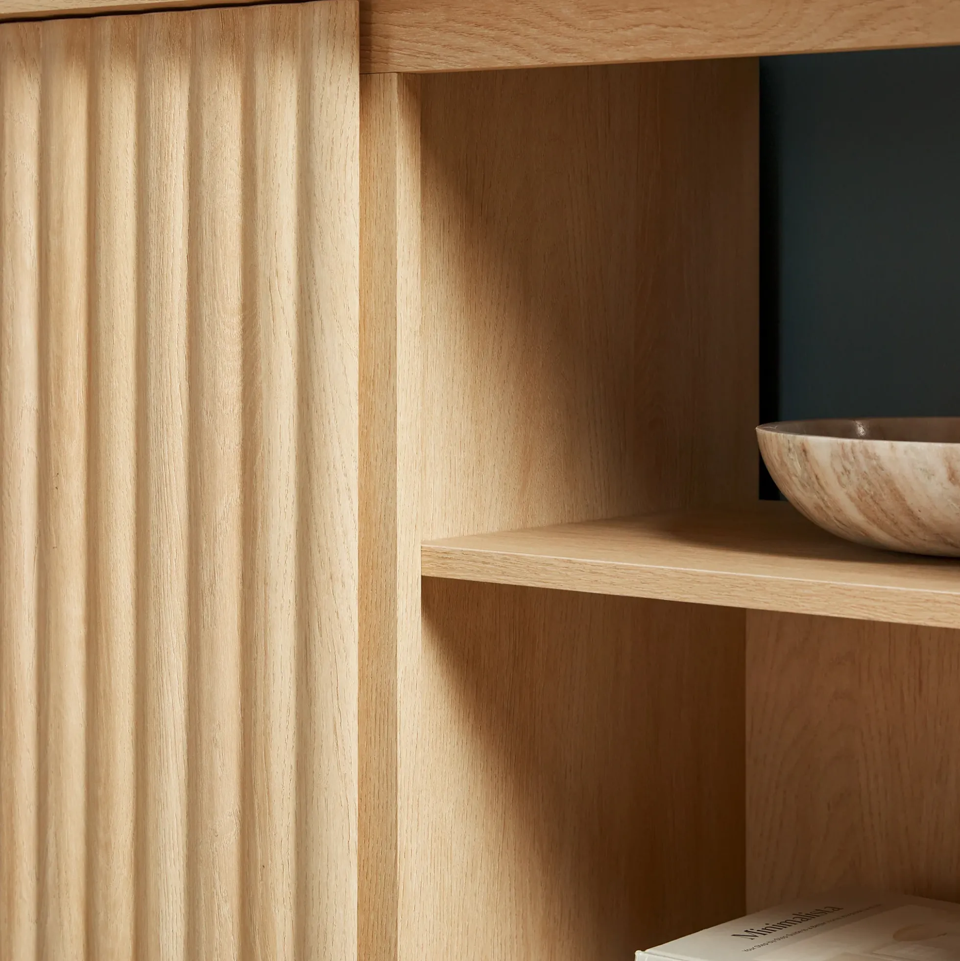 Flynn Scandinavian Reeded TV Stand with Storage