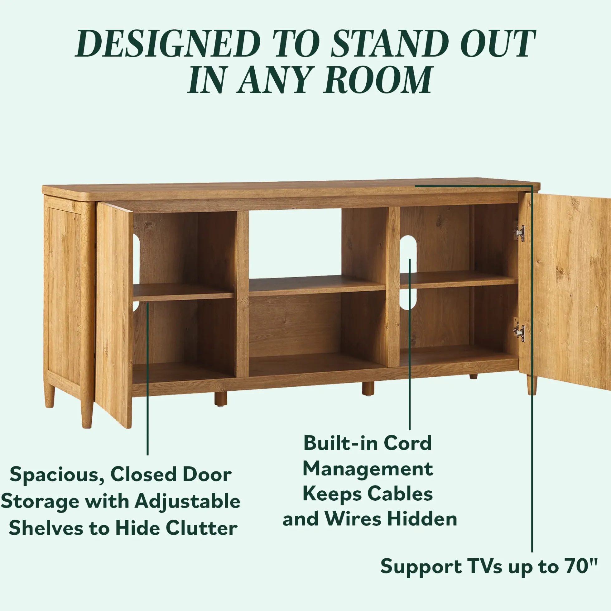 Flynn Scandinavian Reeded TV Stand with Storage