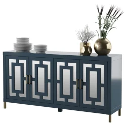 Geometric Mirrored Doors Buffet Sideboard