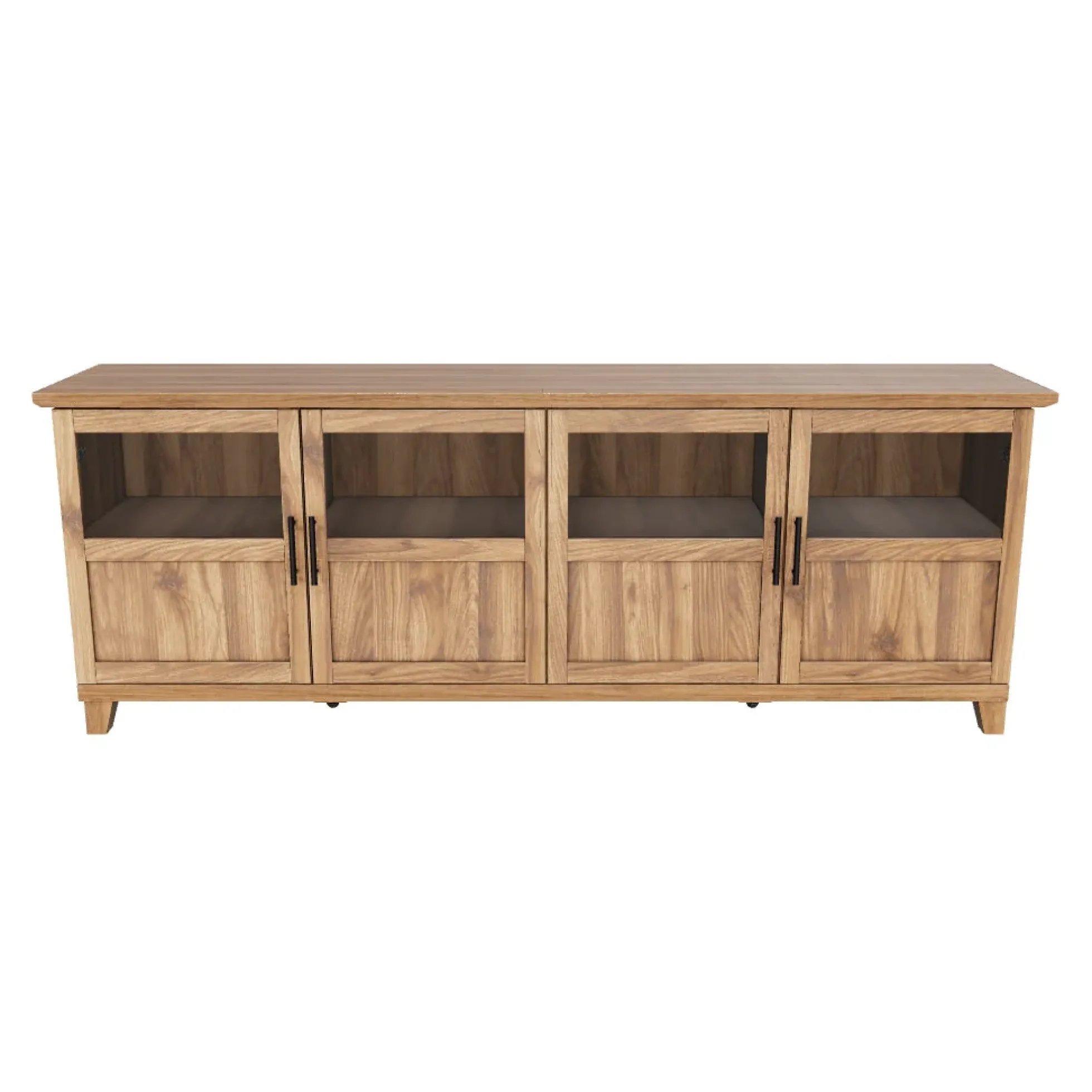 Goodwin 70" TV Stand with Glass and Wood 4 Panel Doors