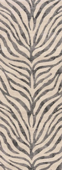 Gray Ecorse Zebra Print Area Rug