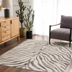 Gray Ecorse Zebra Print Area Rug