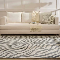 Gray Ecorse Zebra Print Area Rug