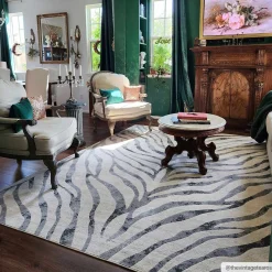 Gray Ecorse Zebra Print Area Rug
