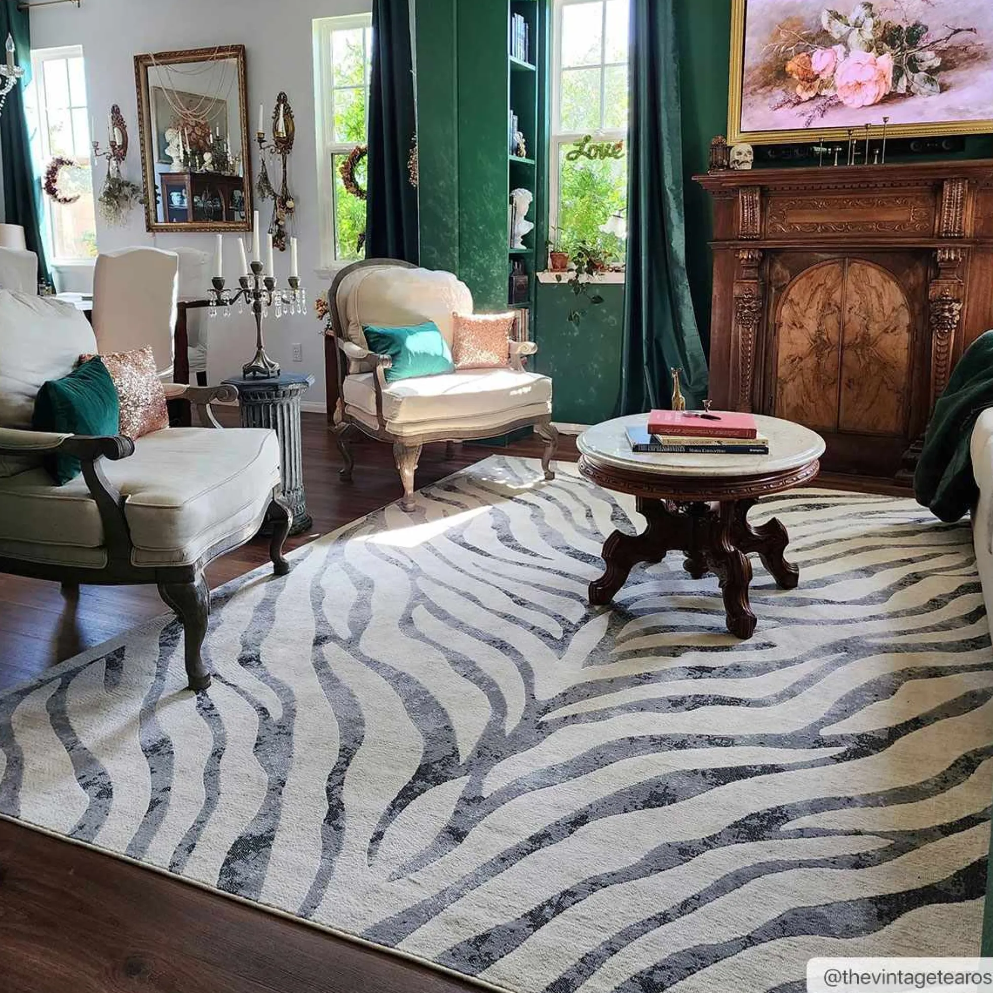 Gray Ecorse Zebra Print Area Rug