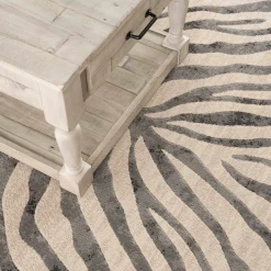Gray Ecorse Zebra Print Area Rug
