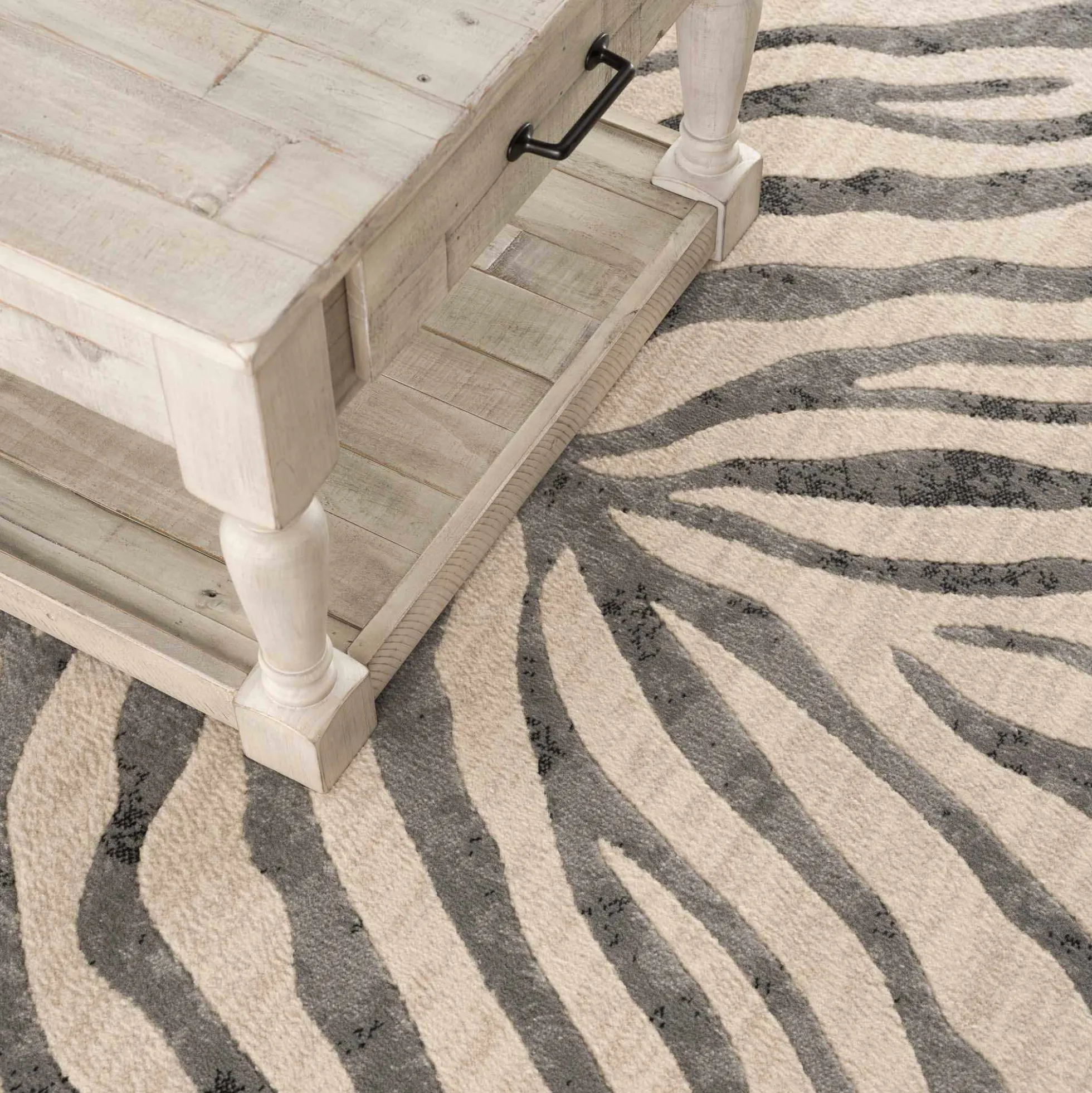 Gray Ecorse Zebra Print Area Rug