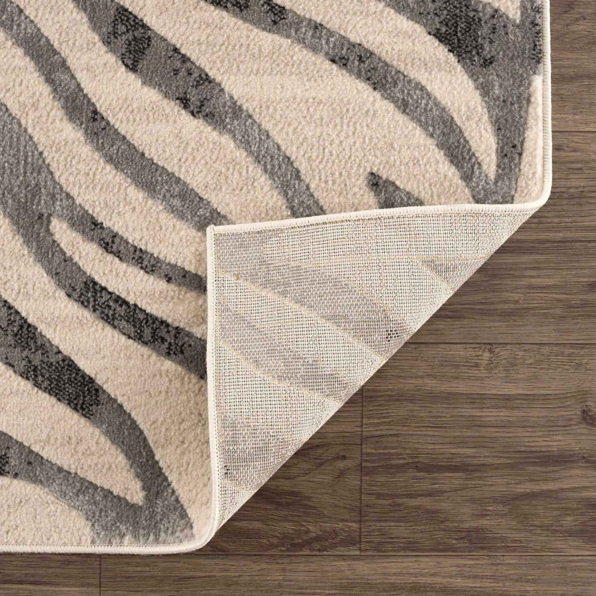Gray Ecorse Zebra Print Area Rug