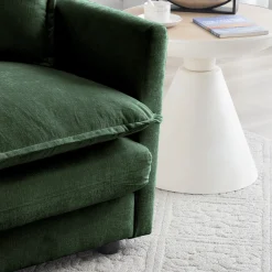 Green Cloud Pillow Top Chenille Upholstered Sofa Chair