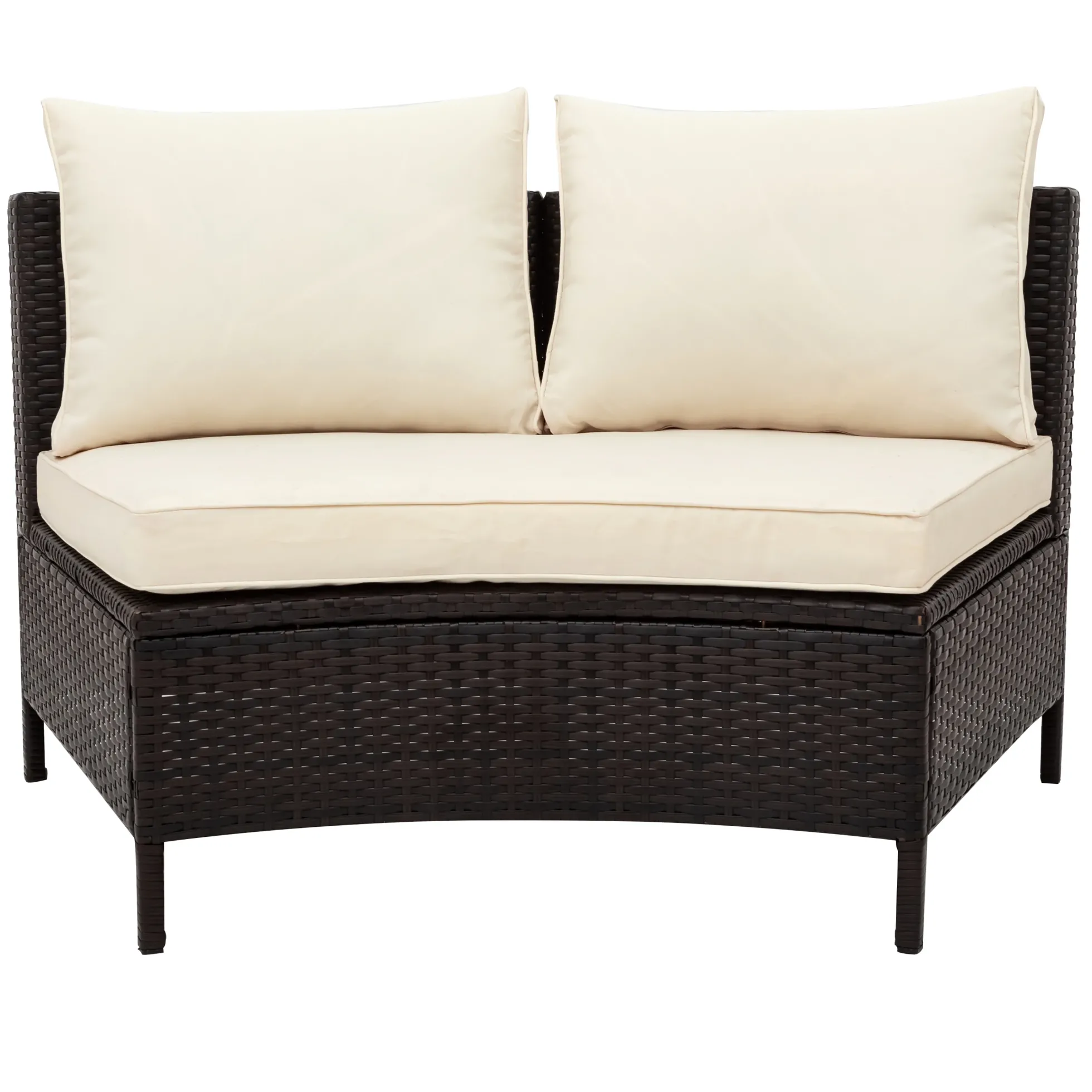 Half-Moon 5 Piece All-Weather Outdoor Patio Wicker Sofa Sectional Set with Table