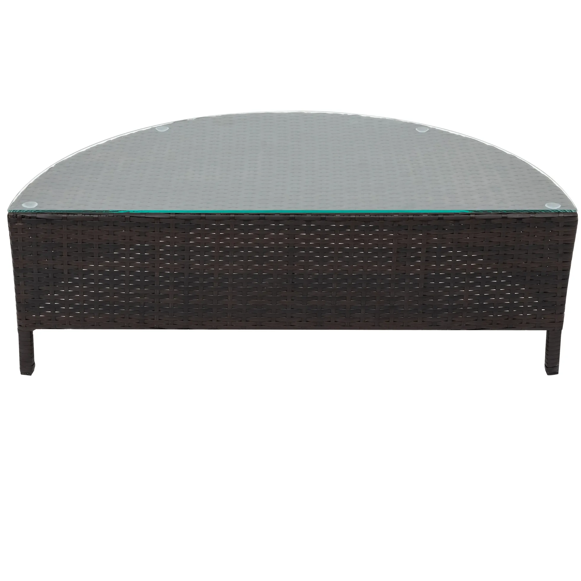 Half-Moon 5 Piece All-Weather Outdoor Patio Wicker Sofa Sectional Set with Table