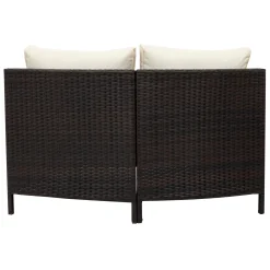 Half-Moon 5 Piece All-Weather Outdoor Patio Wicker Sofa Sectional Set with Table