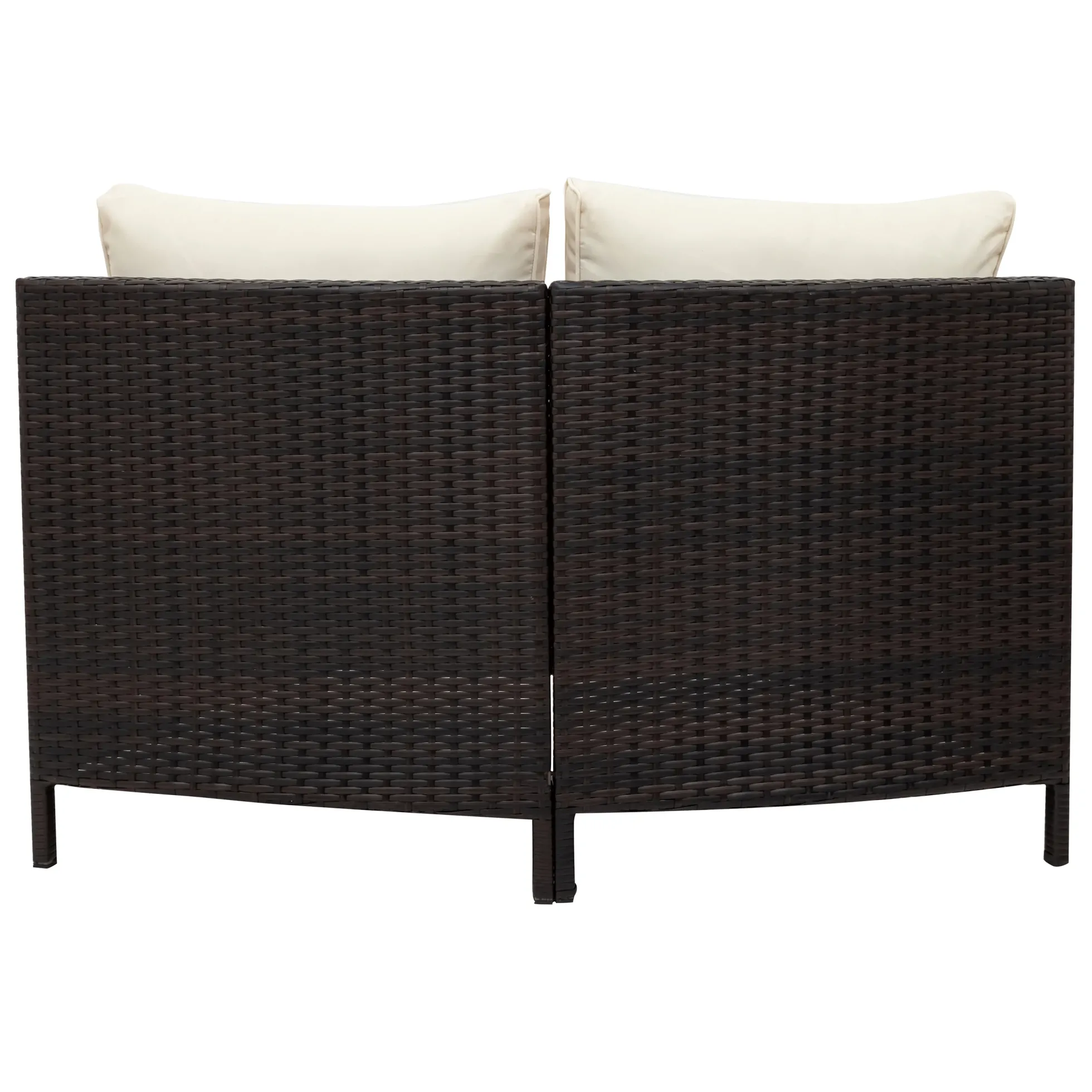 Half-Moon 5 Piece All-Weather Outdoor Patio Wicker Sofa Sectional Set with Table