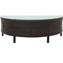 Half-Moon 5 Piece All-Weather Outdoor Patio Wicker Sofa Sectional Set with Table