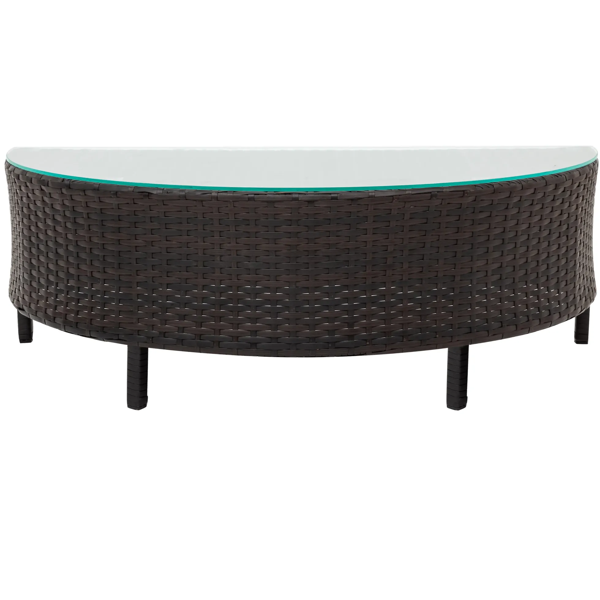 Half-Moon 5 Piece All-Weather Outdoor Patio Wicker Sofa Sectional Set with Table