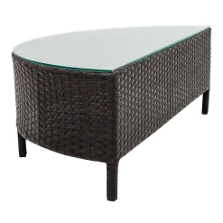Half-Moon 5 Piece All-Weather Outdoor Patio Wicker Sofa Sectional Set with Table