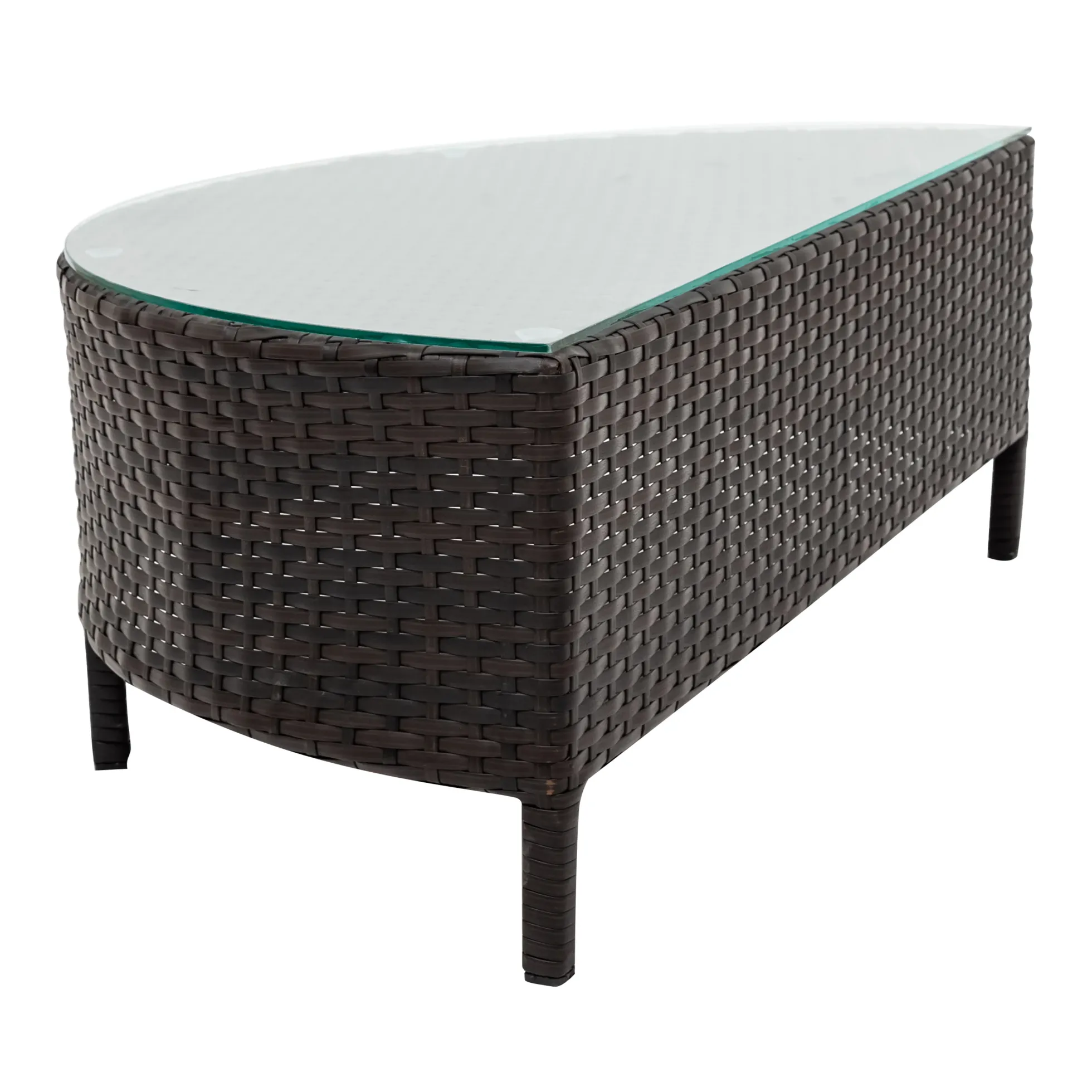 Half-Moon 5 Piece All-Weather Outdoor Patio Wicker Sofa Sectional Set with Table