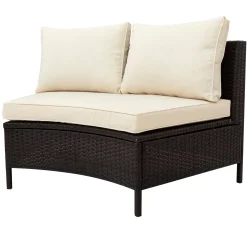 Half-Moon 5 Piece All-Weather Outdoor Patio Wicker Sofa Sectional Set with Table