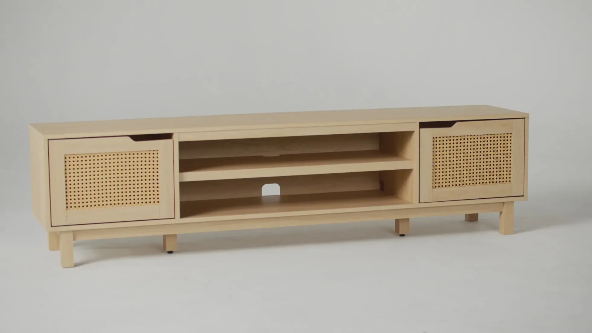 Hamkke Boho 2-Door Faux Rattan TV Stand