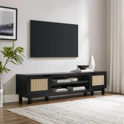 Hamkke Boho 2-Door Faux Rattan TV Stand