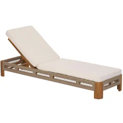 Handwoven Rope Accents Acacia Wood Outdoor Chaise Lounge