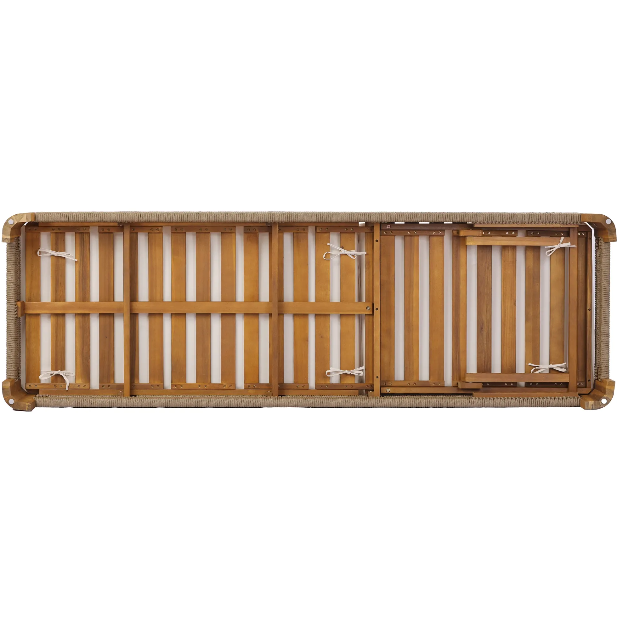Handwoven Rope Accents Acacia Wood Outdoor Chaise Lounge