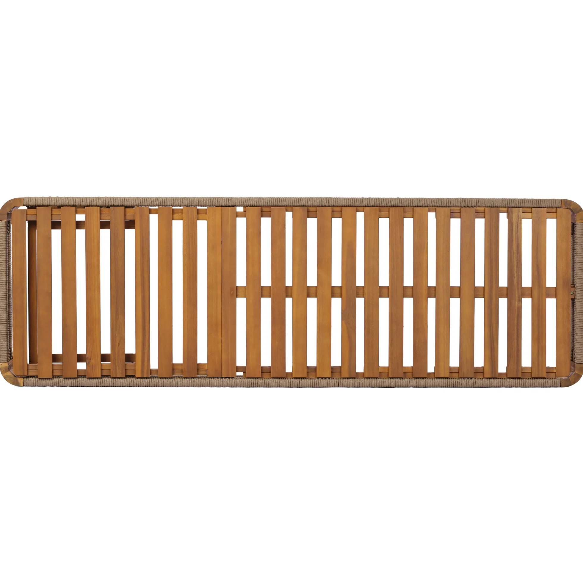 Handwoven Rope Accents Acacia Wood Outdoor Chaise Lounge