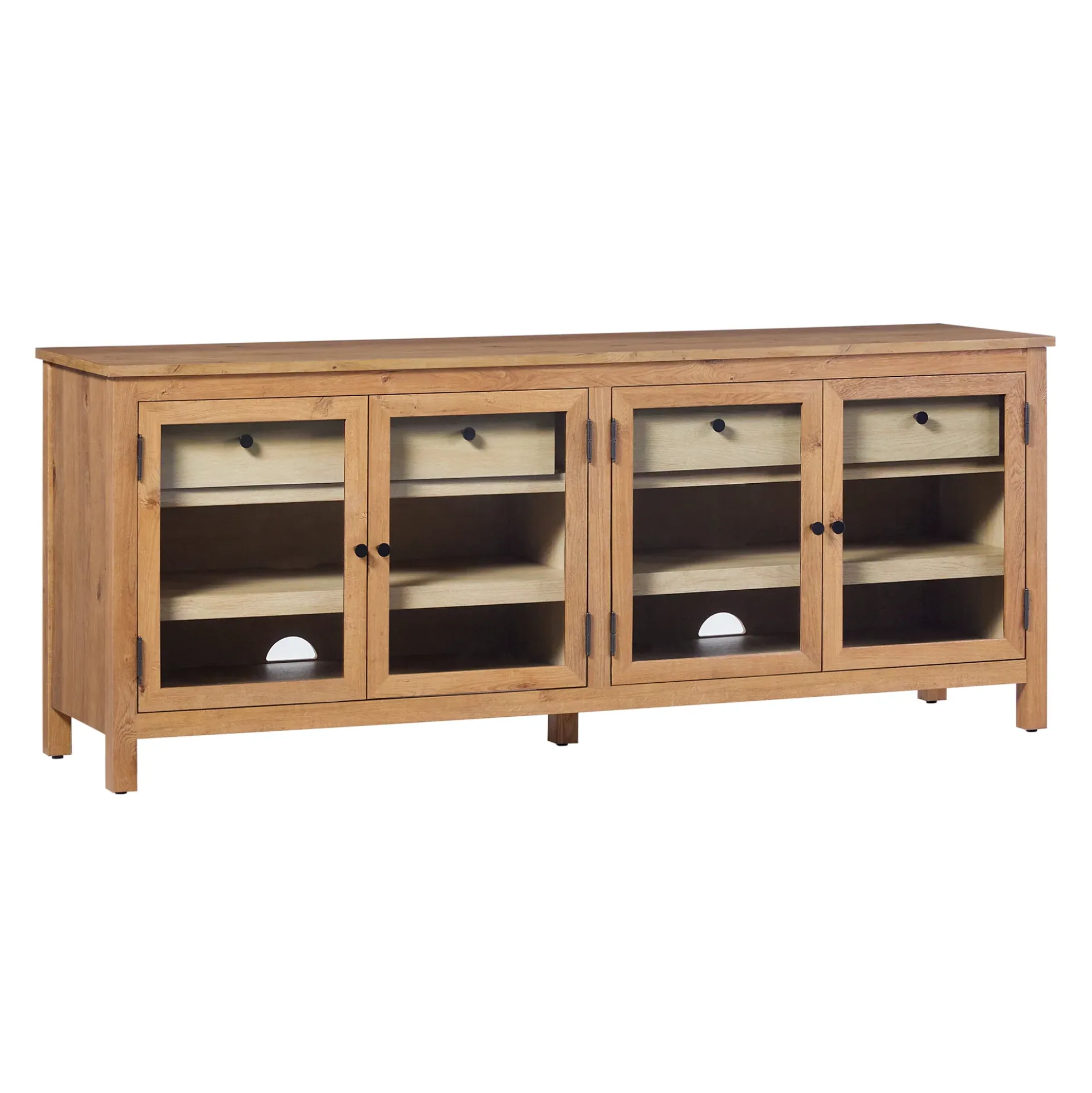Harlow Modern Easy Assembly Glass Door 70” Sideboard TV Stand