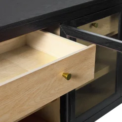 Harlow Modern Easy Assembly Glass Door 70” Sideboard TV Stand