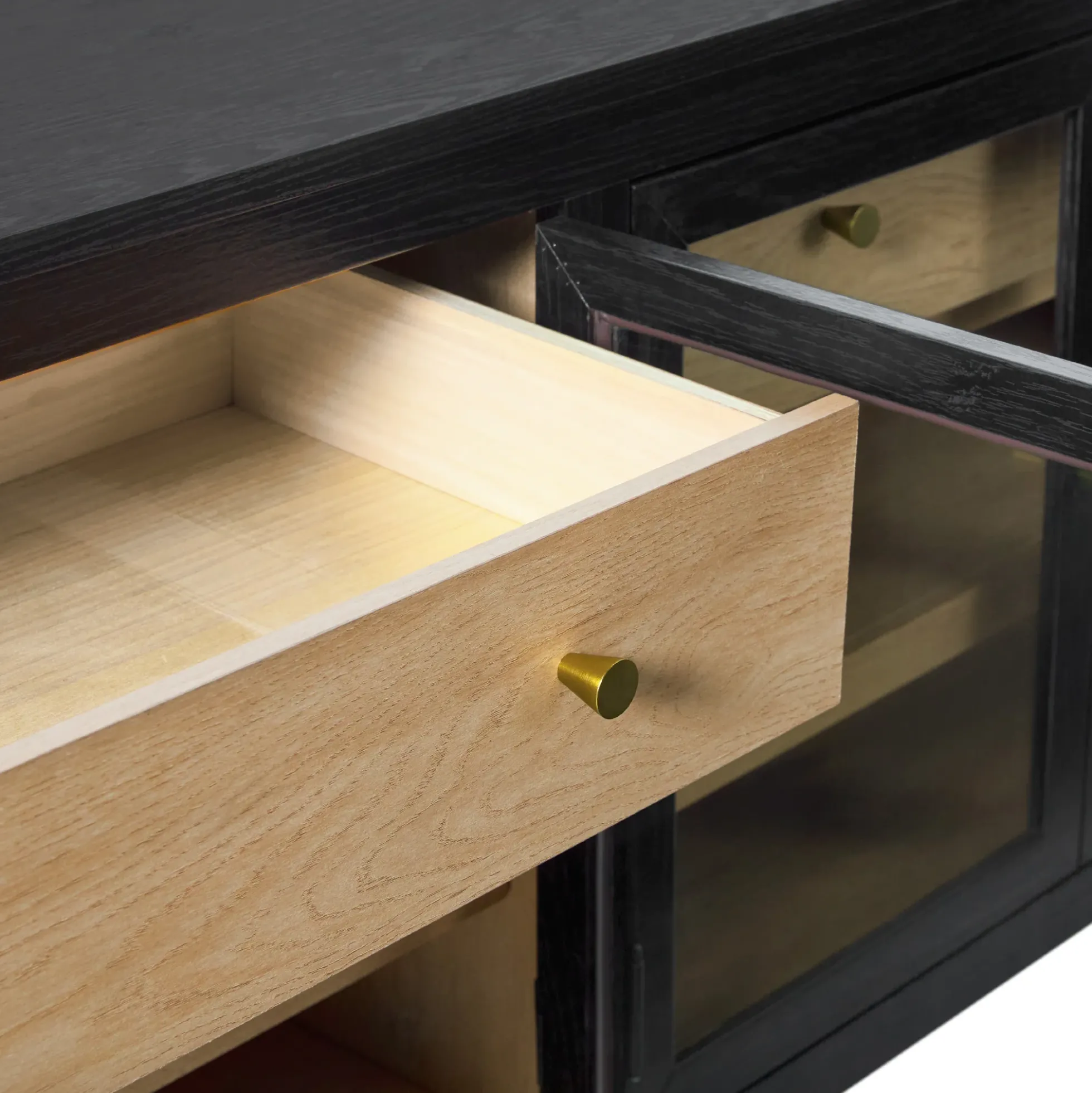 Harlow Modern Easy Assembly Glass Door 70” Sideboard TV Stand