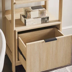 Holmes Modern Scandinavian Reeded Bookshelf