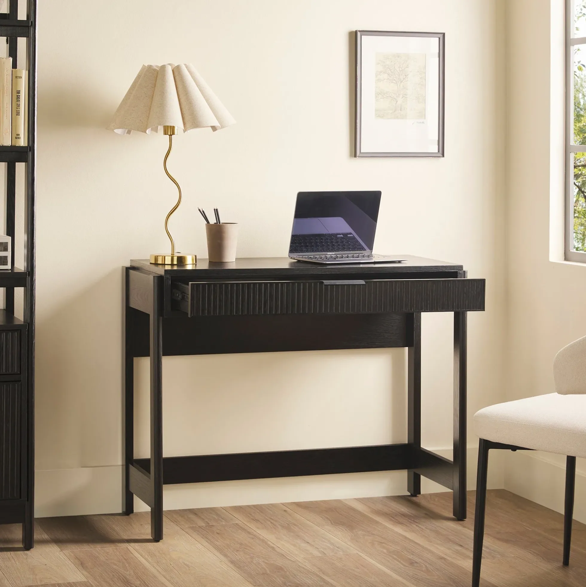 Holmes Modern Scandinavian Reeded Writing Desk