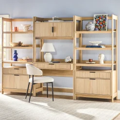 Holmes Modern Scandinavian Reeded Writing Storage Desk with USB