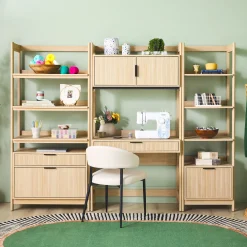 Holmes Modern Scandinavian Reeded Writing Storage Desk with USB