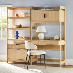 Holmes Modern Scandinavian Reeded Wide Bookshelf