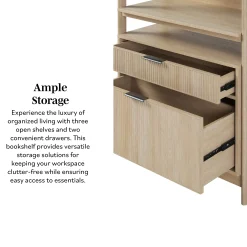Holmes Modern Scandinavian Reeded Wide Bookshelf