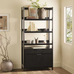 Holmes Modern Scandinavian Reeded Wide Bookshelf