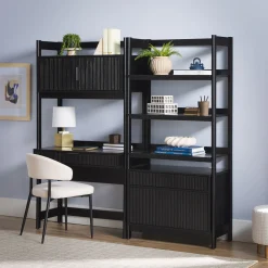 Holmes Modern Scandinavian Reeded Wide Bookshelf