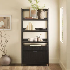 Holmes Modern Scandinavian Reeded Wide Bookshelf