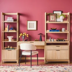 Holmes Modern Scandinavian Reeded Wide Bookshelf