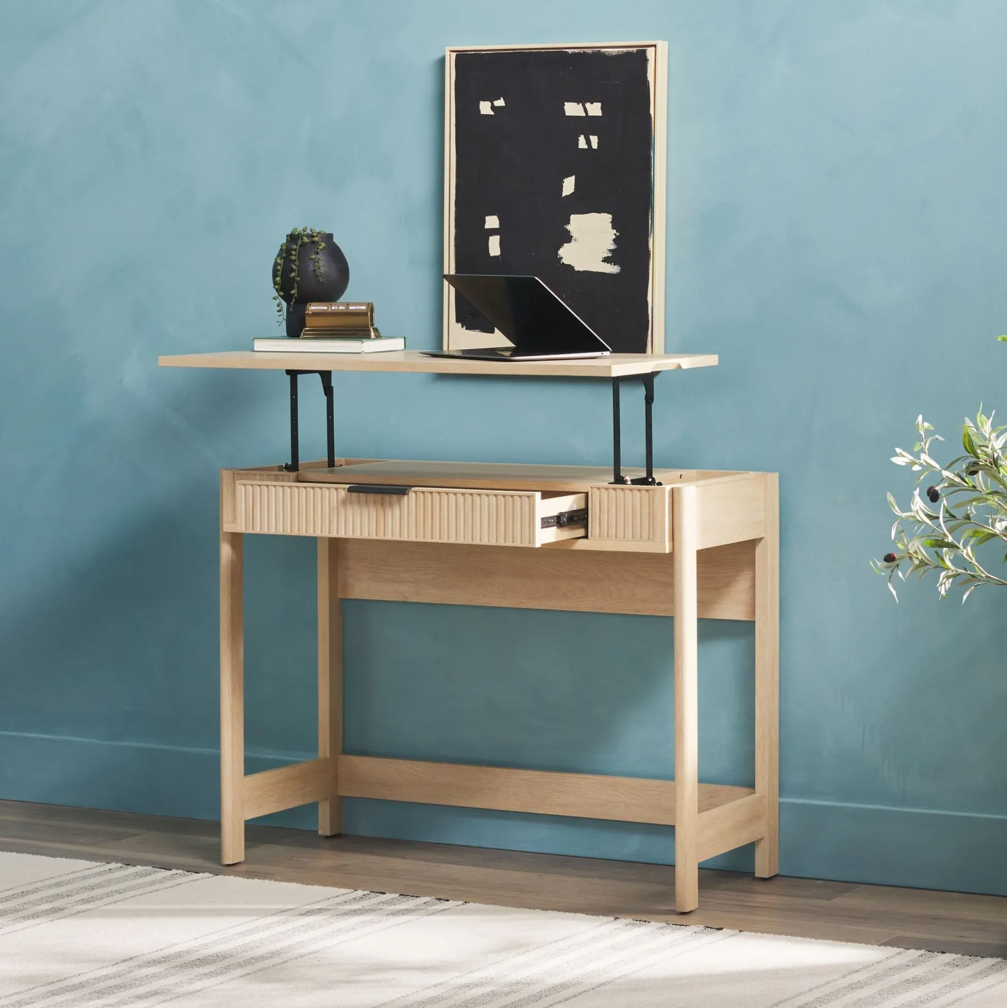 Holmes Modern Scandinavian Reeded Writing Standing Desk