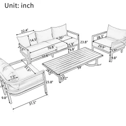 Iconic Arch Curve Steel Outdoor Patio Sofa Set