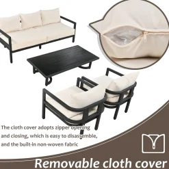 Iconic Arch Curve Steel Outdoor Patio Sofa Set