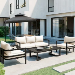 Iconic Arch Curve Steel Outdoor Patio Sofa Set